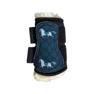 Vegan Sheepskin Turnout boots with horse design black SH