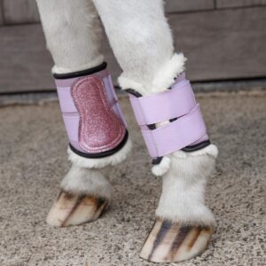Vegan Sheepskin Turnout boots unicorn glitter old rose SH