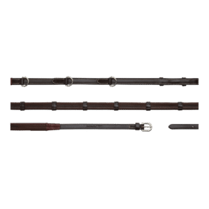 1/2'' Howlett Rubber Reins with 3 Dee 7 leather lo